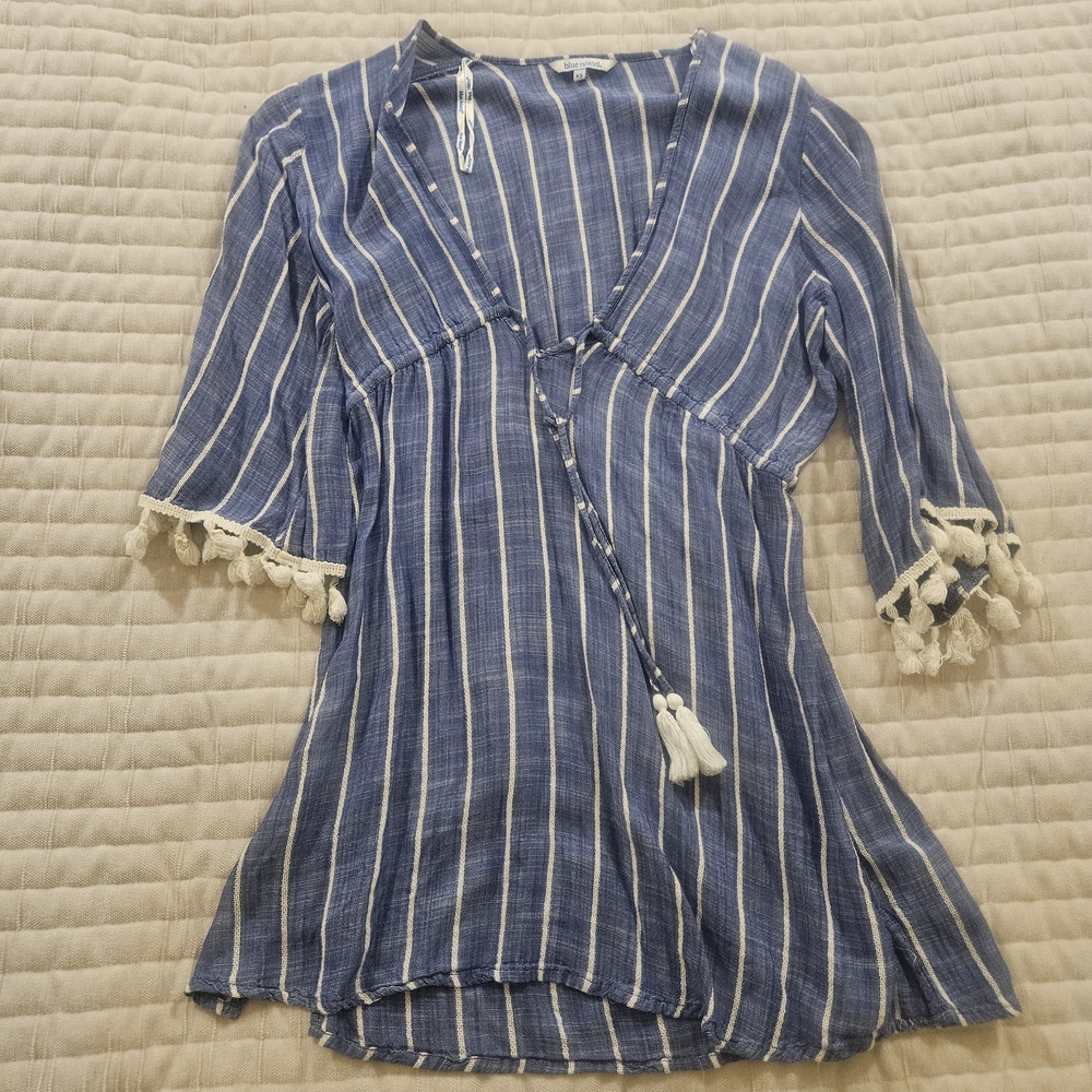 Blue Island Blue and White Striped Beach Coverup For Summertime!